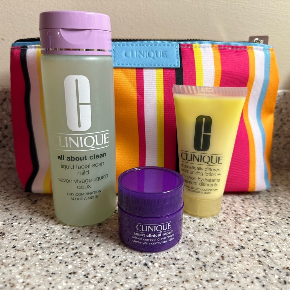 Clinique Dramatically Different lotion+, All about clean face soap & eye cream